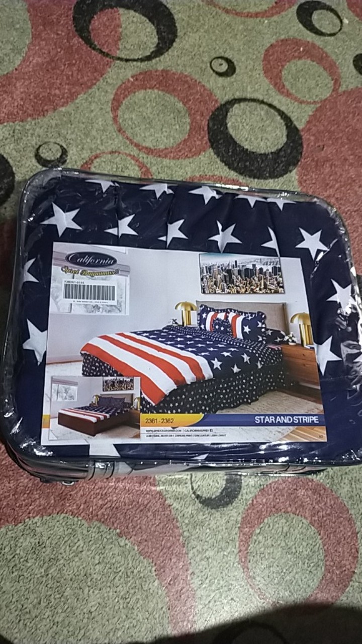 Id. California - Sprei Rumbai King Star And Stripe / Usa