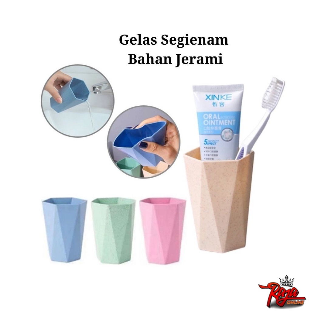 GJS6 - Gelas Jerami Gandum Ramah Lingkungan Gelas Segienam