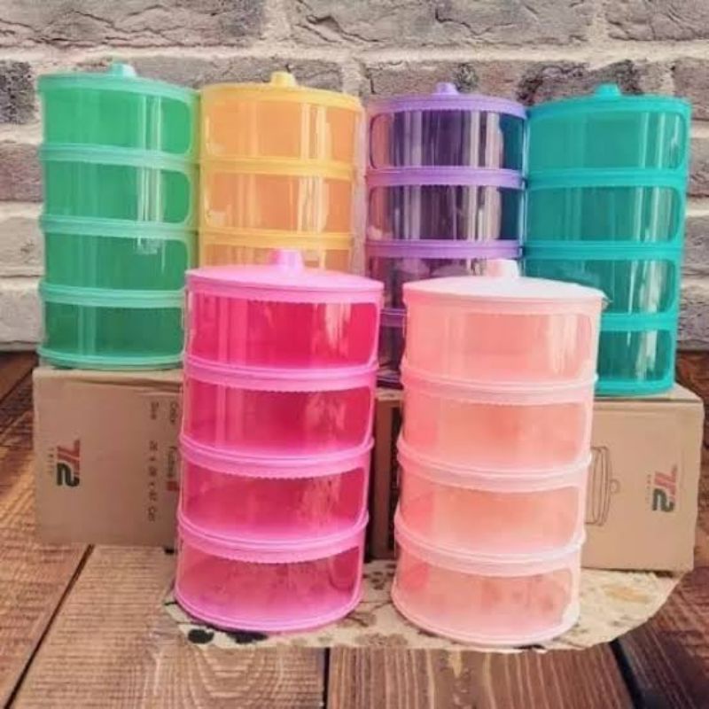 Tudung Saji Susun dengan VENTILATOR 4 Tingkat Viral Rak Makanan