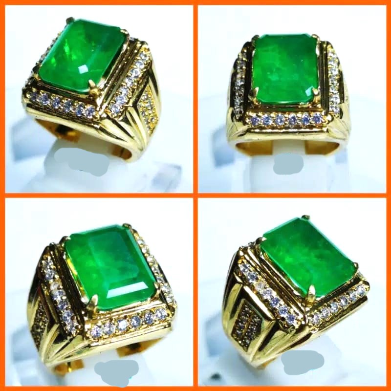 Model Batu Akik Pria Elegant BATU PERMATA CINCIN GREEN ZAMRUD COLOMBIA ASLI NATURAL