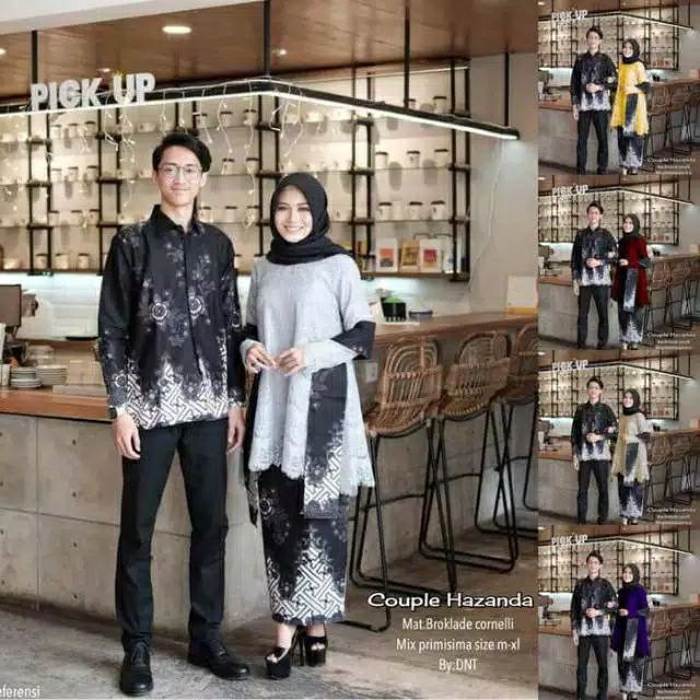 ( GRATIS ONGKIR ) Couple Batik Monaka Hazanda Bunga Pagar Tunik Brokat Halus Gratis Selendang