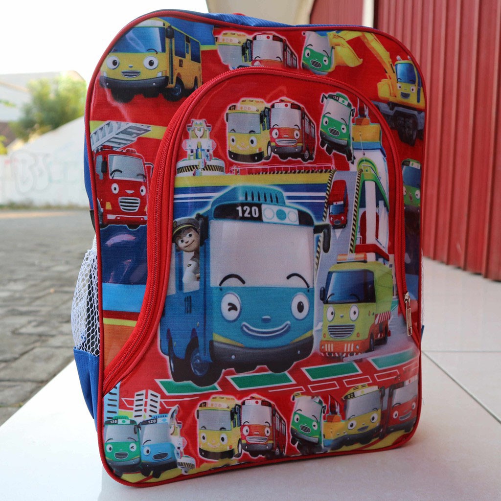Tas Ransel Backpack Gendong Anak Cowo Sekolah TK Kecil Mika Little Bus Merah