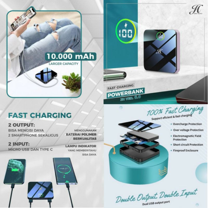 POWERBANK 10000MAH JIMS HONEY ORI FAST CHARGING POWER BANK KECIL TIPIS RINGAN DISPLAY BATERAI MURAH