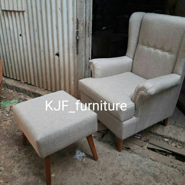 Kursi sofa wing chair set puff sofa single dan puff kjf furniture
