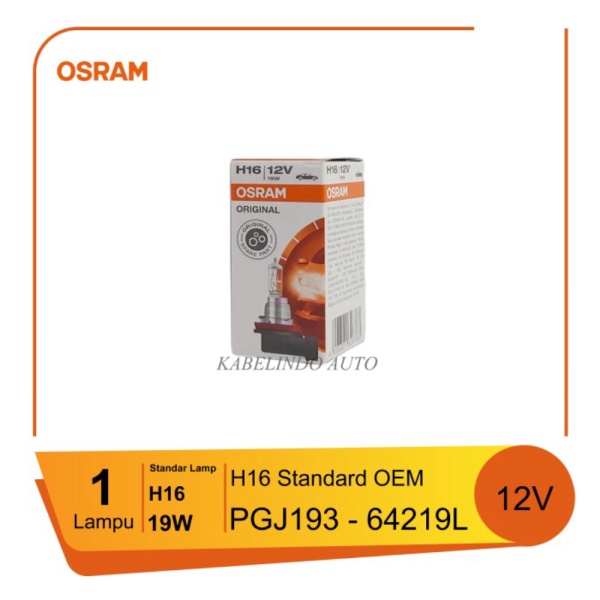 Jual BOHLAM OSRAM H16 ORIGINAL  BOHLAM HALOGEN FOGLAMP OSRAM 19W 12V ASLI Kabelindo Jaya