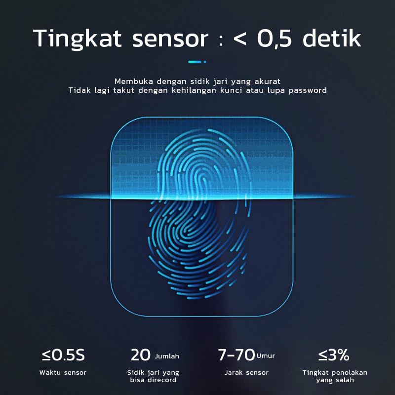 Kadonio kunci gembok sidik jari Smart Fingerprint Padlock Security gembok pagar pintu anti maling kunci gembok pintu