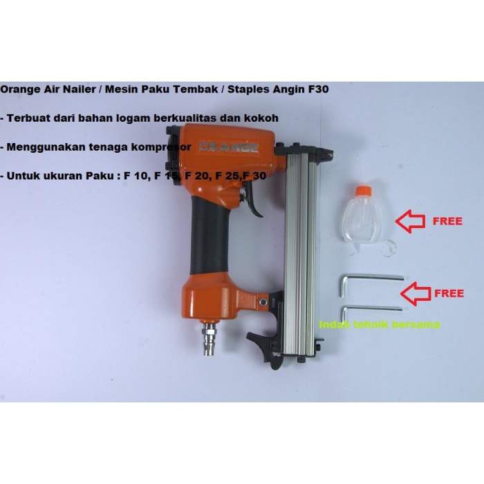 ORANGE AIR NAILER F30 staples angin tembak paku Mesin air nailer F30