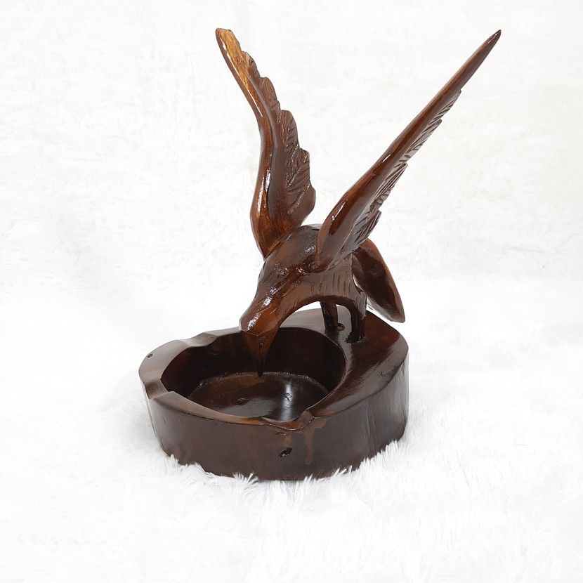 Asbak Kayu Model Miniatur Burung Elang Jati Asli