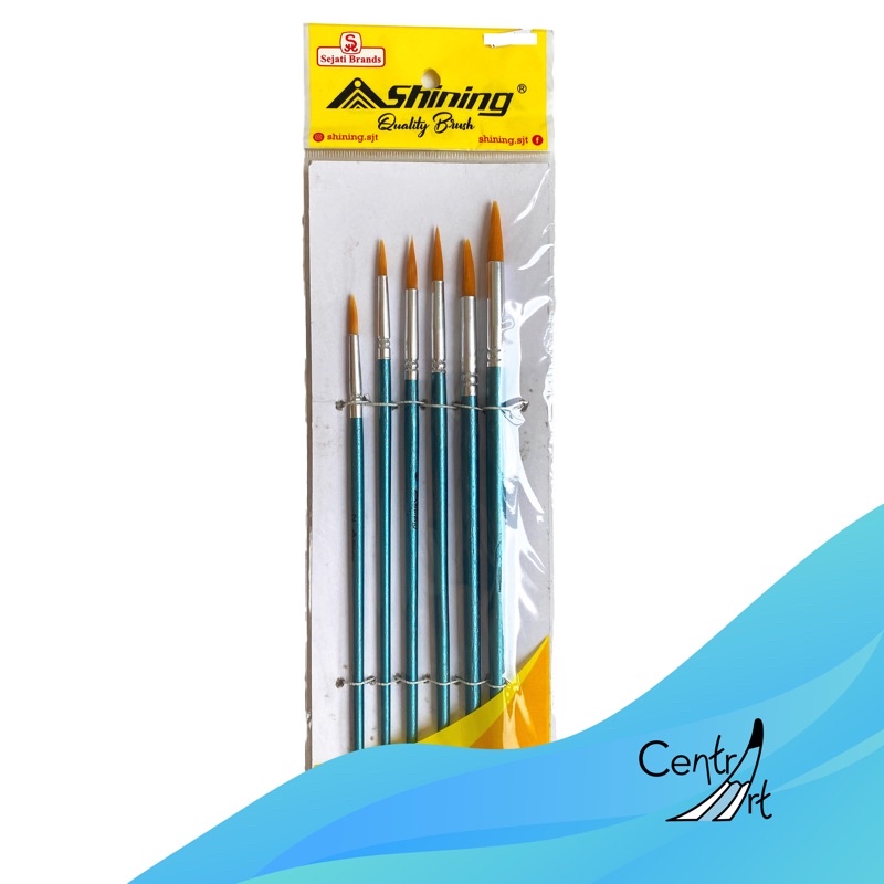 

Shining kuas lukis paint brush round brush liner brush 6pcs watercolor/ acrylic/ oil