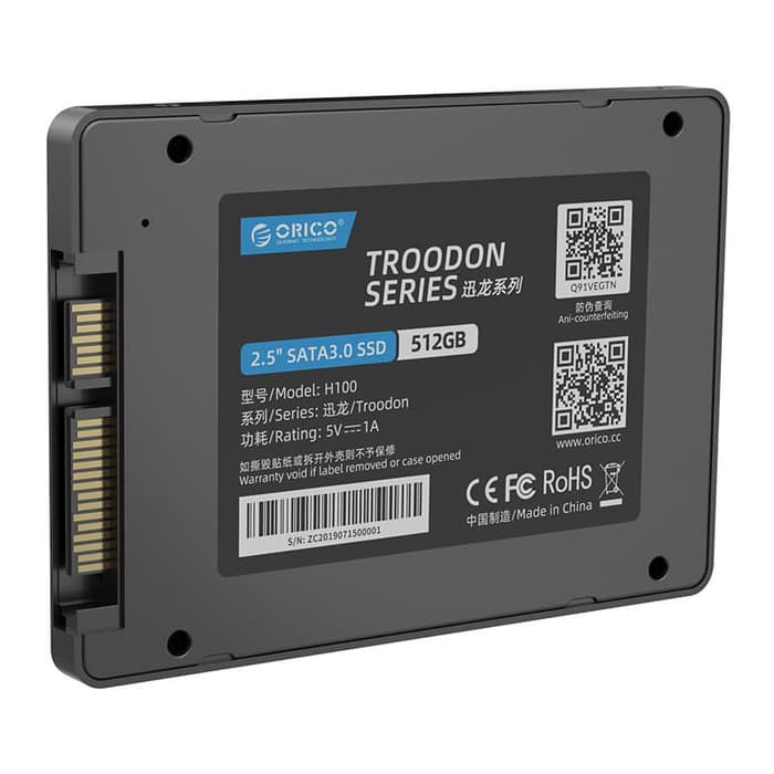 SSD ORICO 512GB 2.5 INCH SATA III 3.0 6GBPS ALUMINUM TROODON TLC 3D NAND H100-512GB - SOLID STATE DRIVE