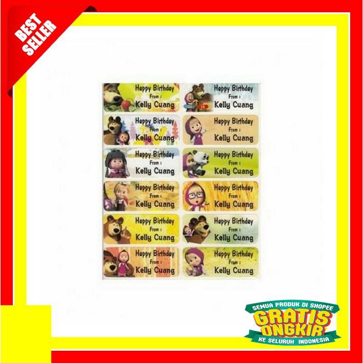 

STICKER NAMA WATERPROOF MARSHA AND BEAR PROMO!!!