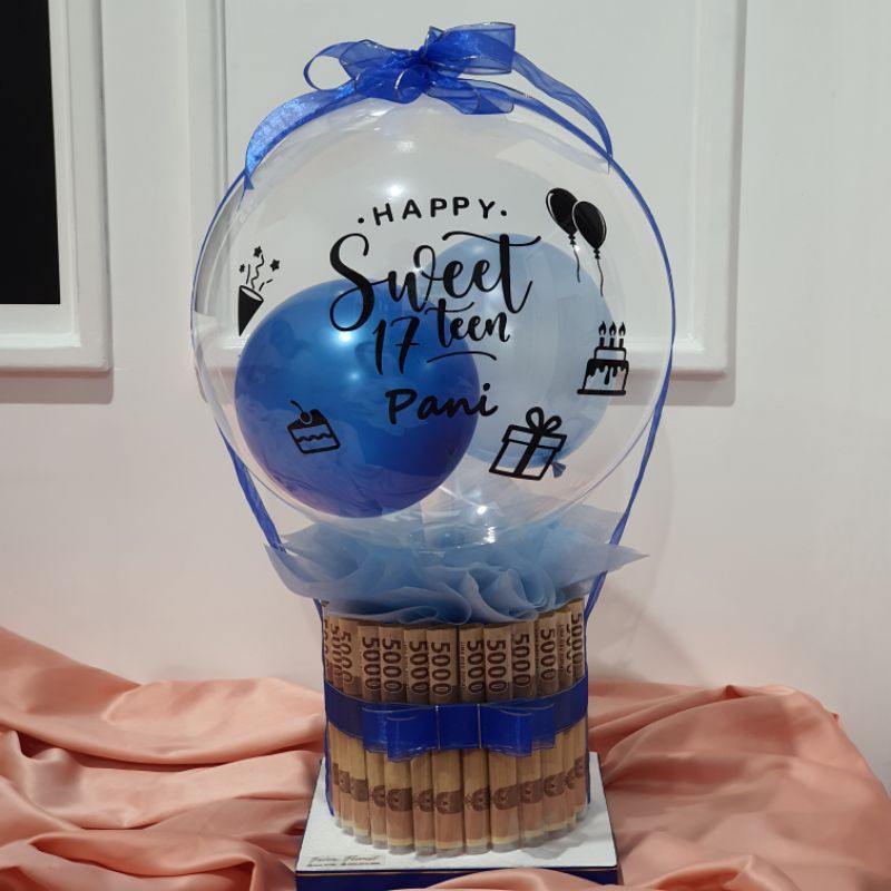 Balon PVC | Kado Ultah Anniv Wisuda Hadiah Pacar Orang Tua Balon Custom Unik Murah Lucu | Money Cake Kue Uang