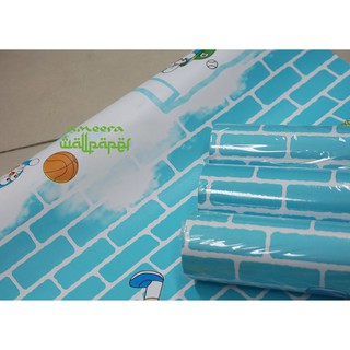 Wallpaper Stiker  DInding  Motif Doraemon  3D Bata Biru 