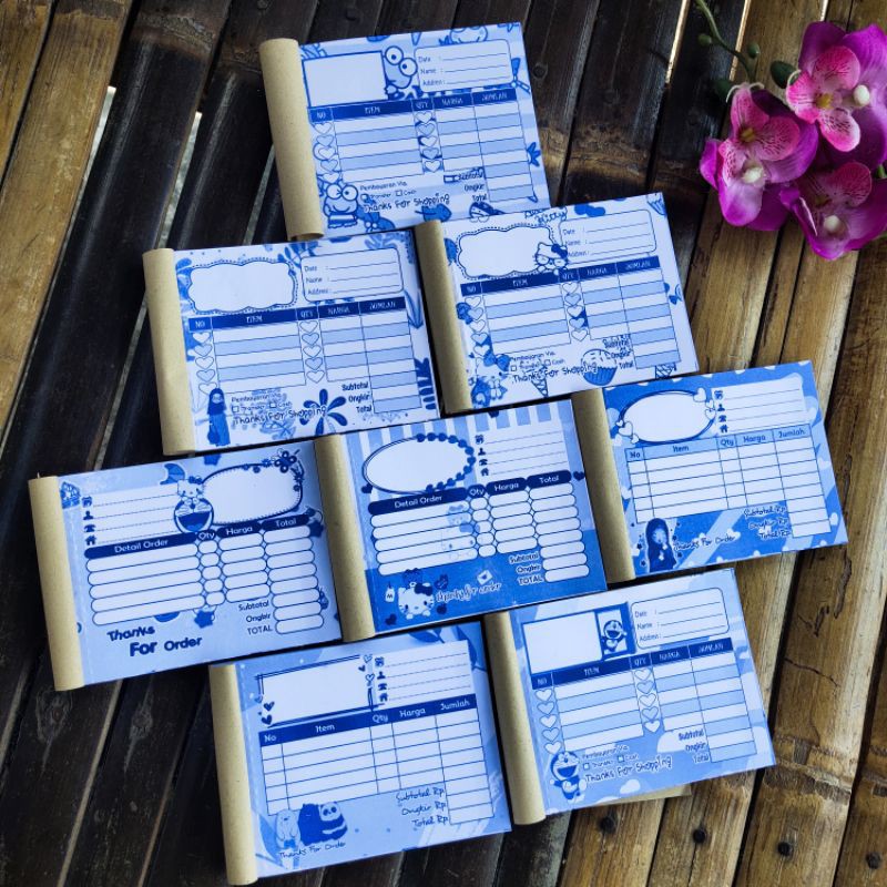 

Nota Olshop Mini 1 ply Non Rangkap Owl, Hello Kitty, Doraemon, Bunga, dan Hijab