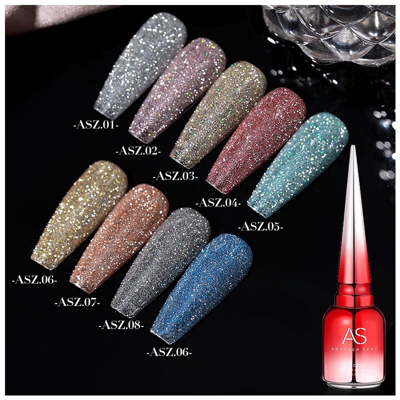 AS ASZ Glitter Nail Gel Polish 15ml / Kutek Gel AS Glitter / Glitter Gel Polish / Glitter Gel Polish AS ASZ