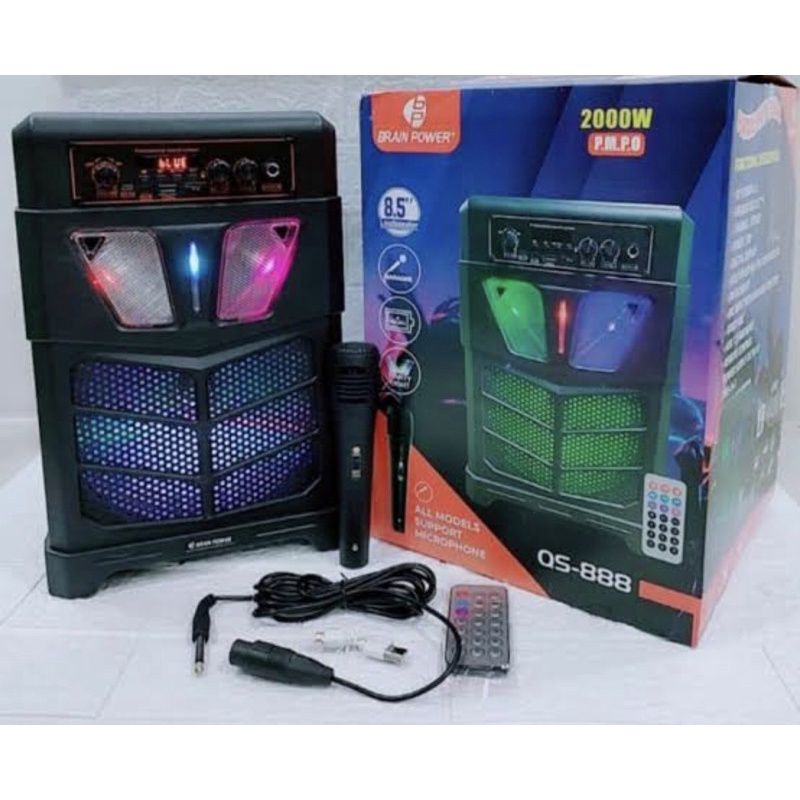 Speaker karaoke bluetooth brain power QS88 8'5 inch free mic Speaker karaoke