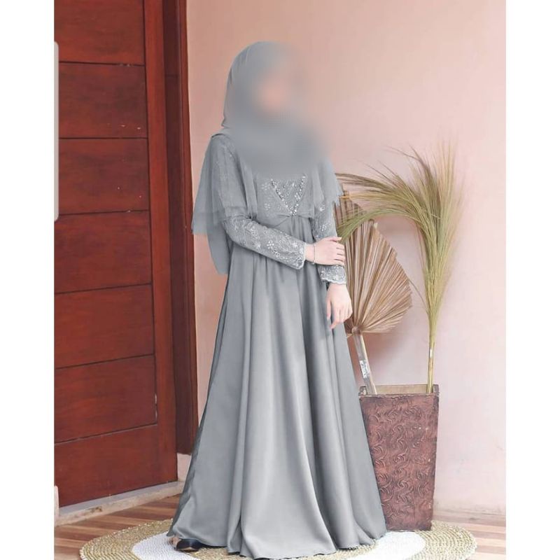 DRESS WANITA / DRESS BRUKAT MUSLIMAH / DRESS KONDANGAN LENGAN PANJANG / MAXY EDELINE