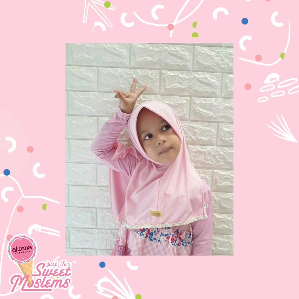 Hijab Style Kerudung Anak Perempuan Hijab Anak Cantik Hijab Instan Better Helf Alzena Kids Moslem-Pink