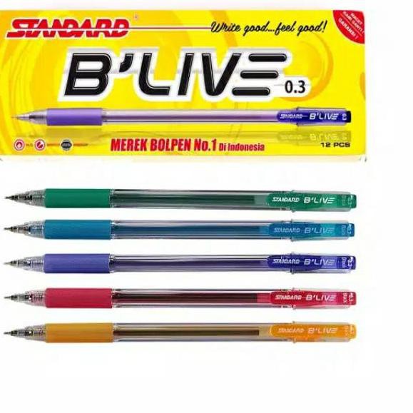 

MHS STANDARD Pen Pulpen B'Live 0.3 Isi 12 Blive Bulpen / Ballpoint / Bolpen / Bolpoin / Pena Laris