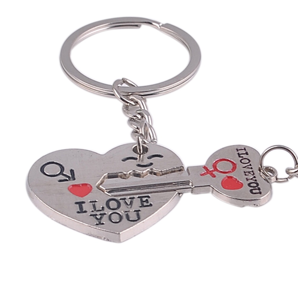 {LUCKID}2pcs Fashion Love Heart Key Ring Keyfob Couples Romantic Keychain Lover Gift