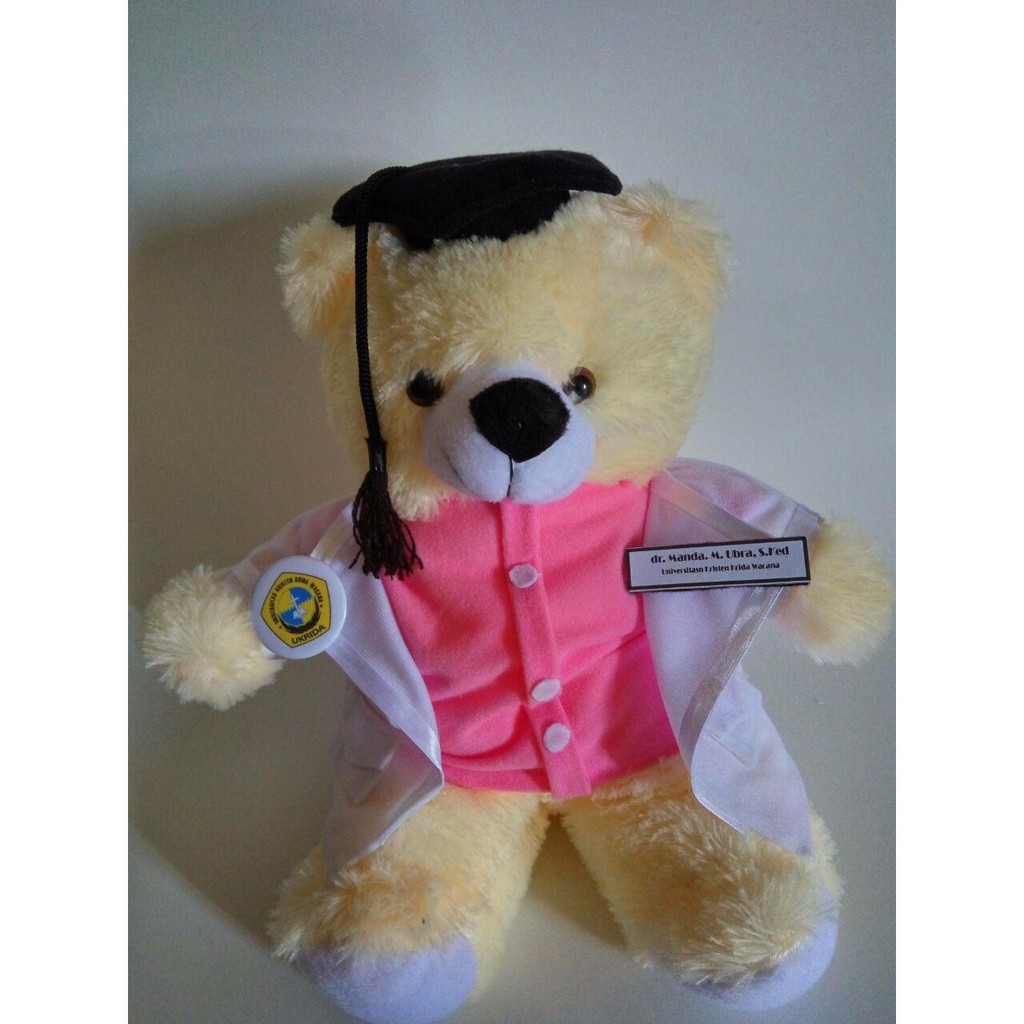 Boneka Wisuda Dokter Murah ukuran Medium Custom Nama Hadiah Kado Dokter Graduation seragam profesi