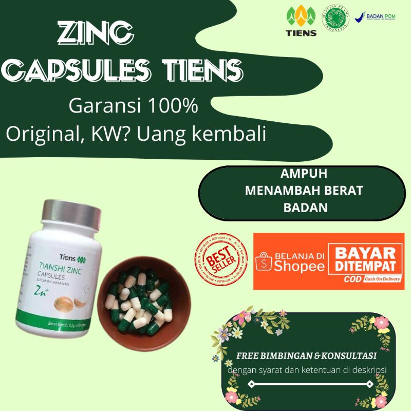 SUPLEMEN PENGGEMUK BADAN ZINC CAPSULES ORIGINAL TIENS PENGGEMUK BADAN PERMANEN PENGGEMUK BADAN ANAK 