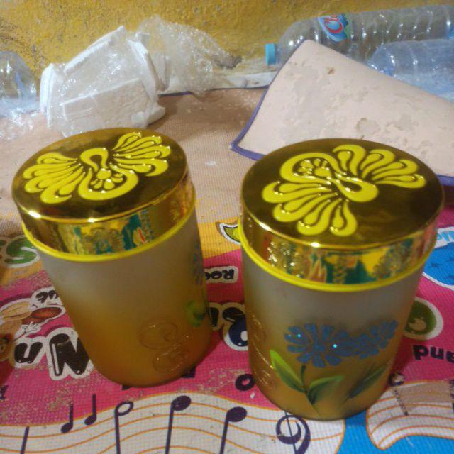 Toples Kaca Rainbow Dove 17- Ivy Corak Kembang Timbul Tinggi (l)/toples Lebaran