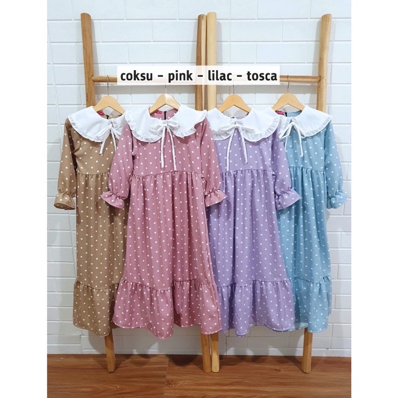 GAMIS ANAK NANGGUNG MOTIF POLKA CATHERINE KIDS ANAK NANGGUNG 9-14thn