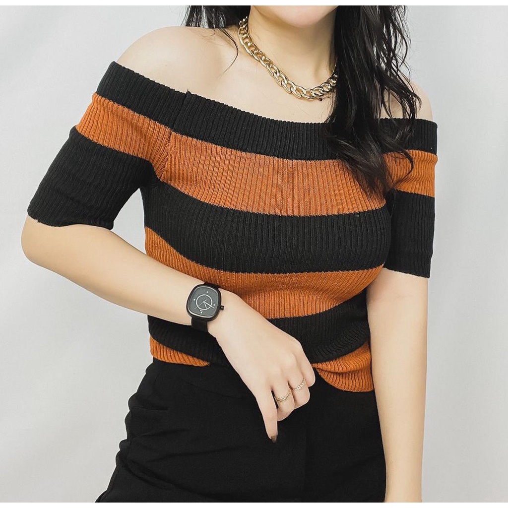 REAL PICTURE Sabrina Wanita Elva / Sabrina / Blouse / Blus / Atasan Sabrina Rajut Wanita