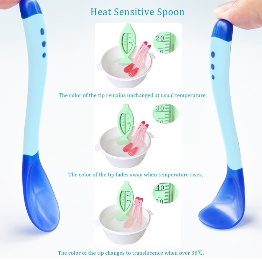 Sendok Garpu Makan Bayi Sensor Panas / Baby Safety Spoon Heat Sensing