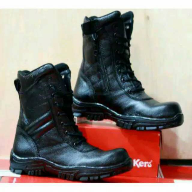 Sepatu Boots Safety Kickers pdl tni polri satpol pp kulit asli