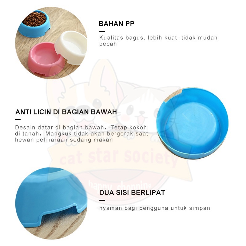 TEMPAT MAKAN Single Bowl Kucing Anjing Anti Selip Mangkok Makanan dan Minuman Grosir - untuk Anak Kitten Puppy Murah Plastik Anti Tumpah - Pet Tunggal Bowl Feeding Tray - Aksesoris Mangkuk Hewan Peliharaan Wadah Ukuran Mini