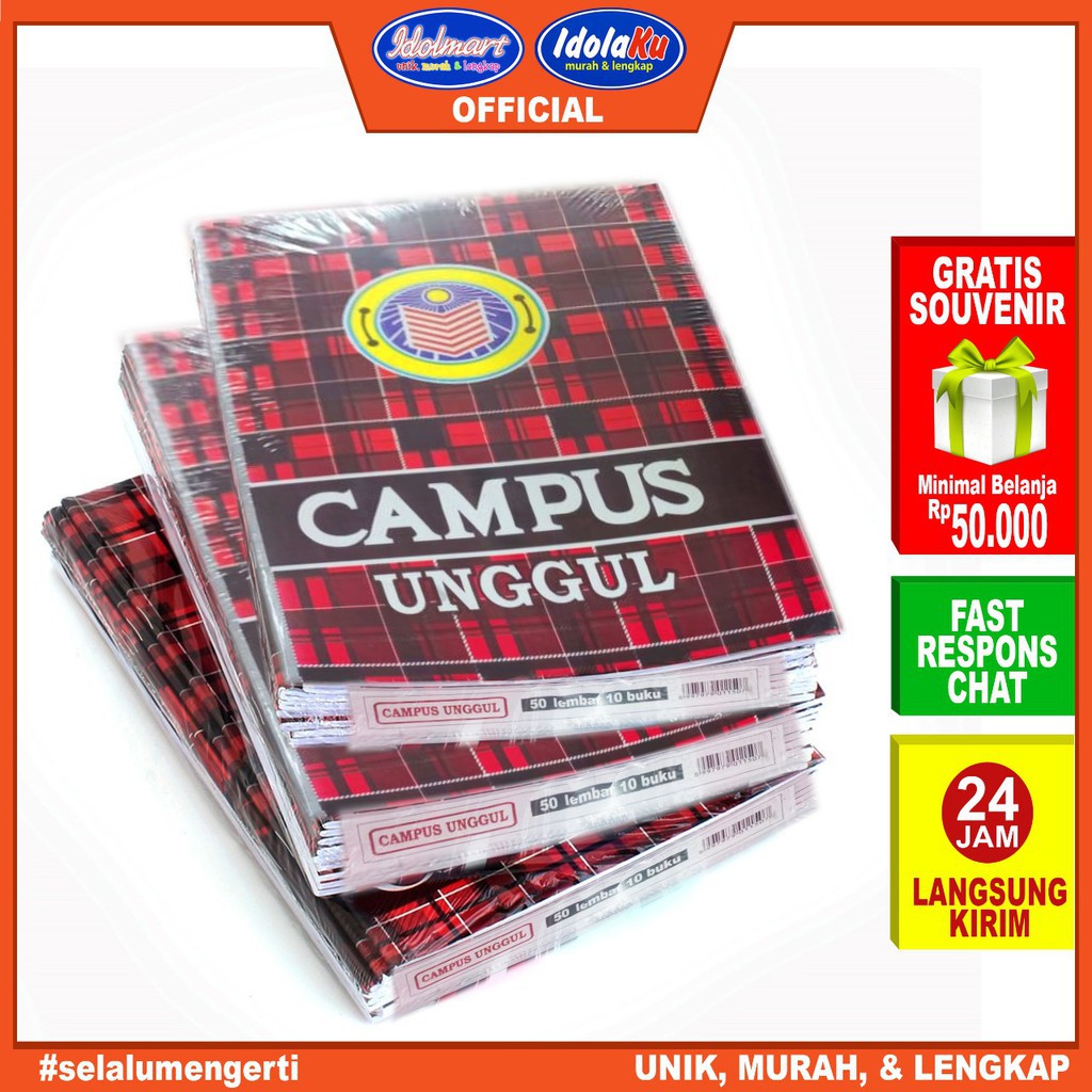 

H7Y Idolmart Buku Tulis Campus Unggul Isi 50 Lembar Buku Tulis Sekolah Boxy Bandung