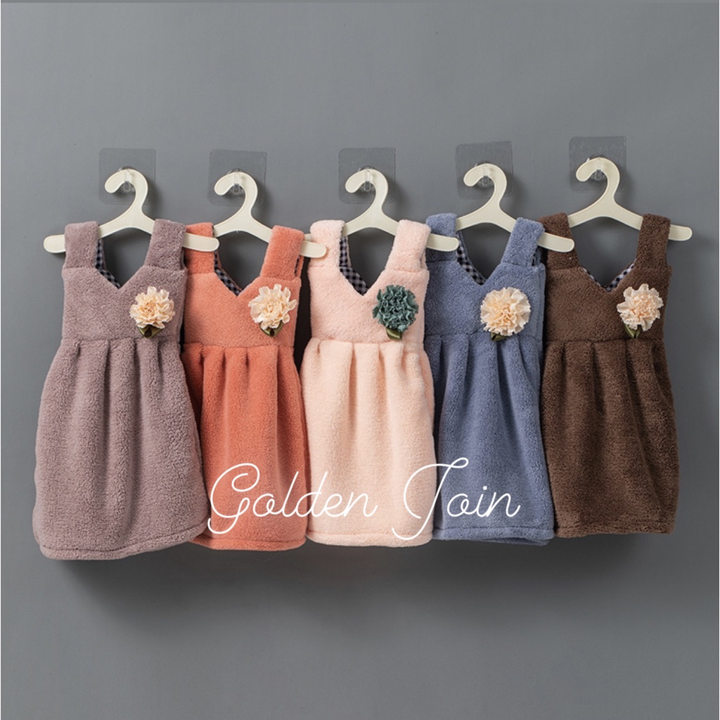 Handuk Gantung Baju Bunga FREE HANGER / Lap tangan Gantung / Serbet gantung baju microfiber FLOWER