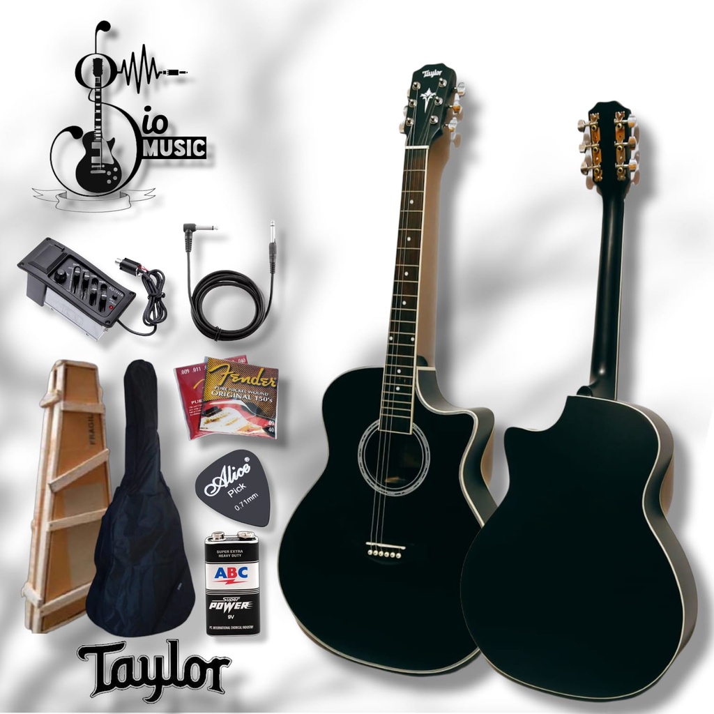 Gitar Taylor Akustik Elektrik Tanam Besi Medium Pro
