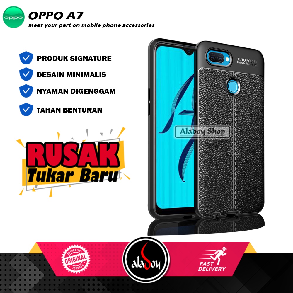 Case OPPO A7 Ultra Slim Auto Focus Leather Premium Softcase