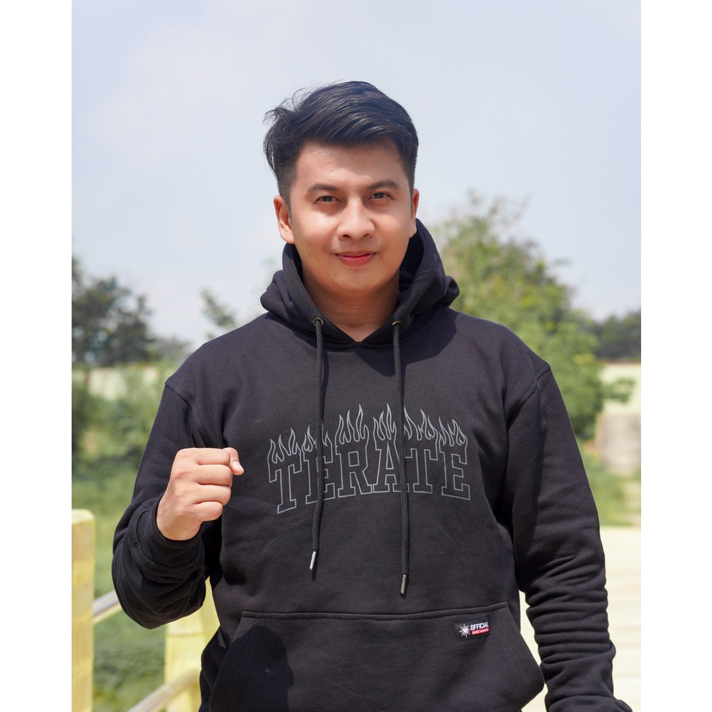 Hoodie Long Terate Burn - Black