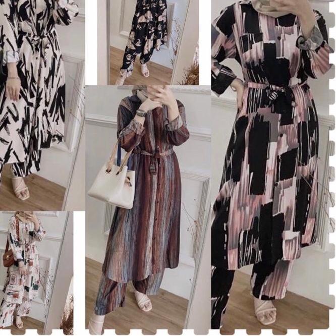 ➱ JUMBO LD 120 -125 XXXL  ONE SET TUNIK/ ONE SET RAYON WANITA BUSUI/ TUNIK RAYON/SETCEL/SETELAN /