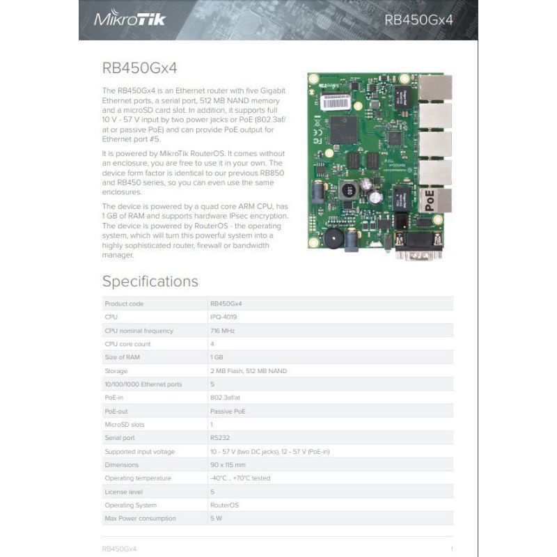 Mikrotik RB 450 Gx4 RB450Gx4