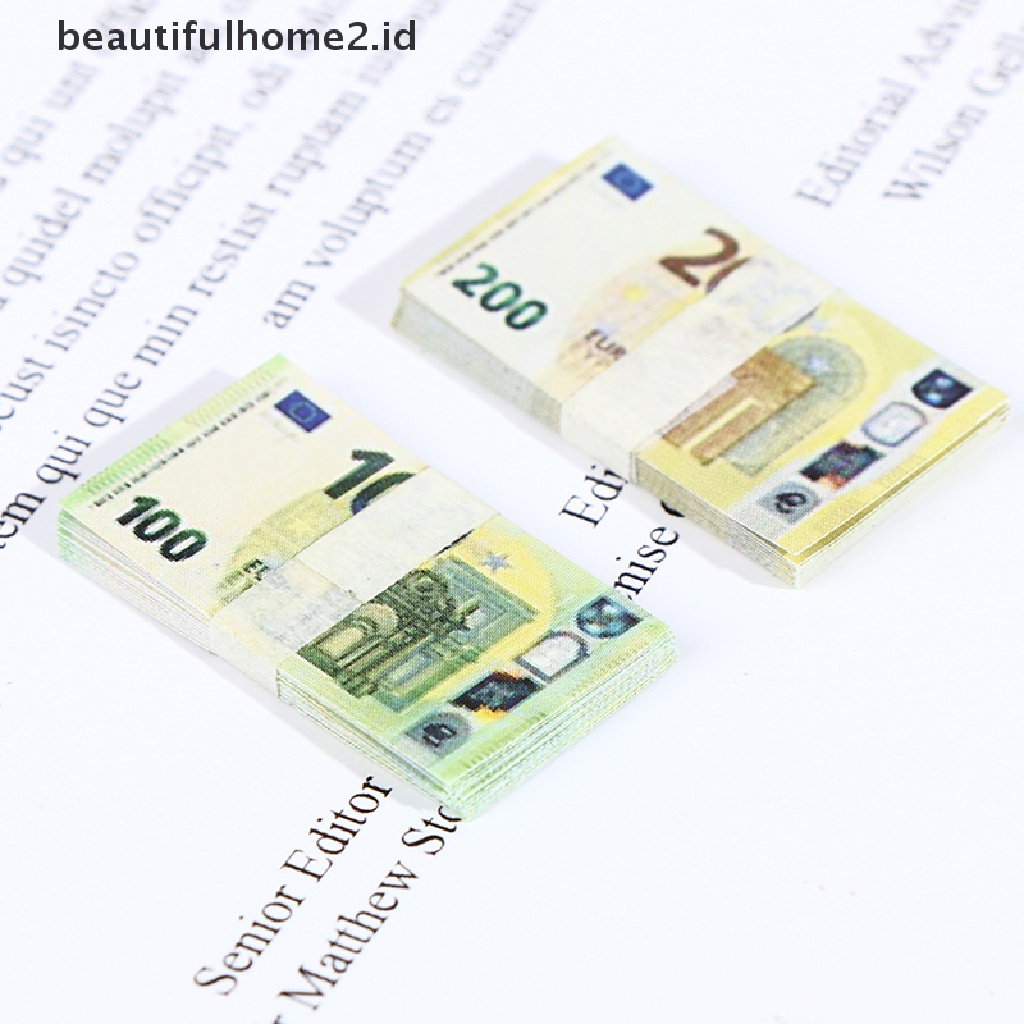 [beautifulhome2.id] 20Pcs/Set Dollhouse Pocket Euro Simulation Toy Banknote Mini Miniature Model ID