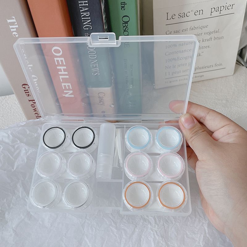 Tempat Softlens Besar isi 6 case / Set Large Box Lenscase (Box wadah lensa kontak set dengan pencapit dan botol air)