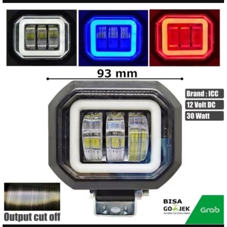 Lampu tembak sorot daymaker mini 3 mata led cree worklight - lampu daymaker mini 30 watt model k30 sesuai foto