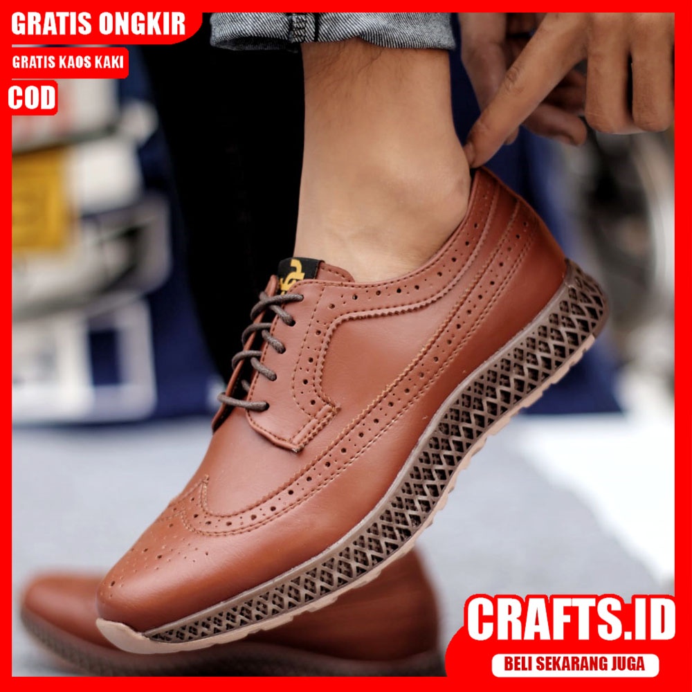 CRAFST X WINGTIF Sepatu Casual Pria Sepatu Kasual Pria Kulit Pu Kerja Kantor Sepatu Pria Casual Original Sepatu Semi Formal Kuliah Kondangan Gaya Keren Kekinian Terbaru Murah Terlaris