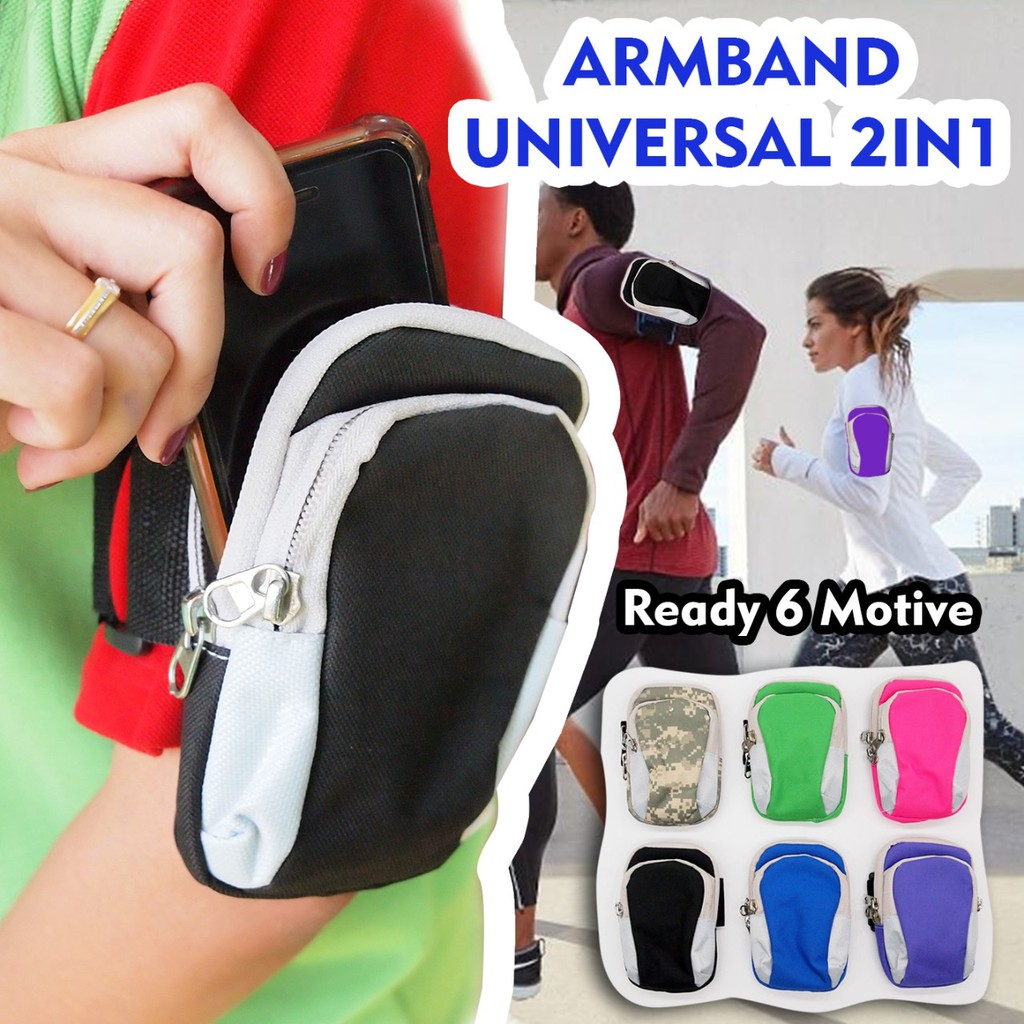 TAS LENGAN HP SPORT ARMBAND UNIVERSAL 2IN1 TAS LENGAN JOGGING TAS LENGAN OLAHRAGA