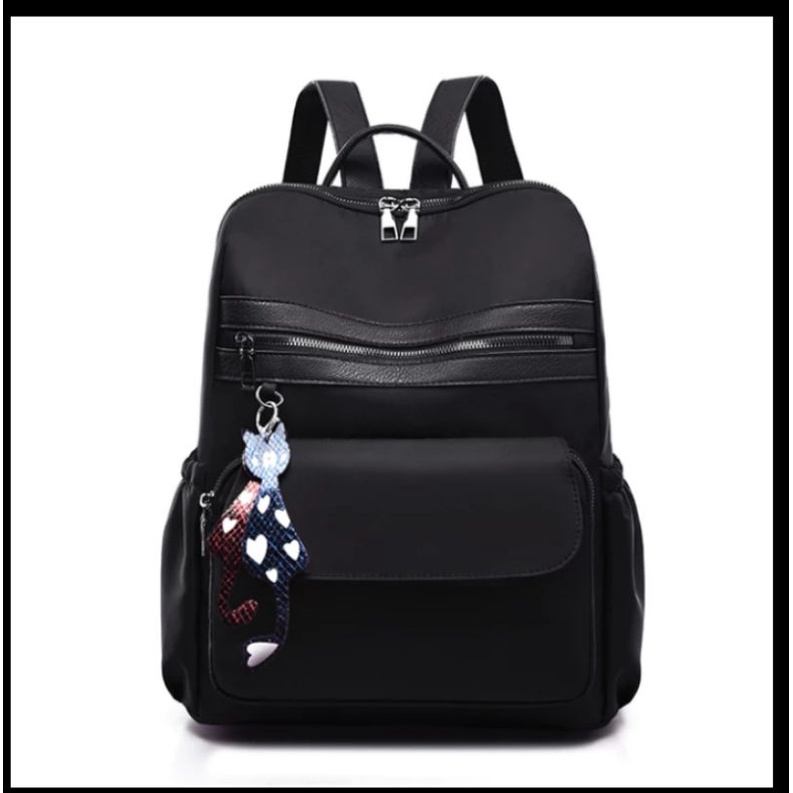 Tas Sekolah Kuliah Kerja Ransel Backpack Korean Style Wanita Murah Kekinian Terbaru Rangsel Gendong Punggung Cewek Batam Anak Perempuan Astrid-Hitam