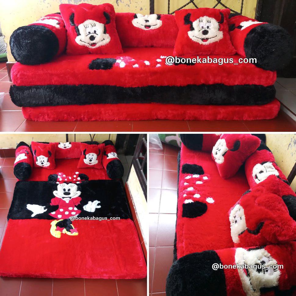 SOFABED DAN KARPET TEBAL BUSA 10CM KARAKTER MINNIE MOUSE