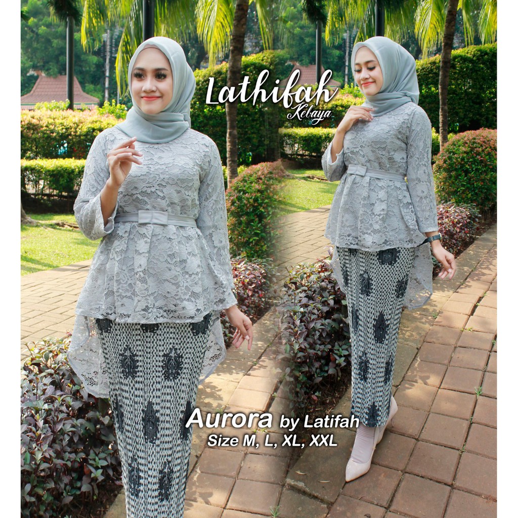 Setelan Kebaya Brukat / Brokat Aurora Silver Dan Warna Lainnya