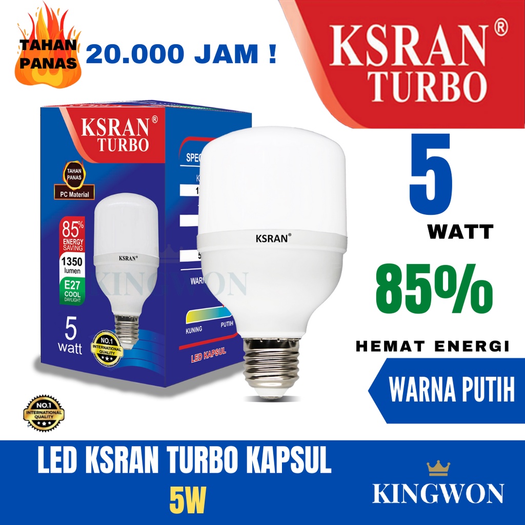 KSRAN Lampu LED 5 watt TURBO - Putih KAPSUL