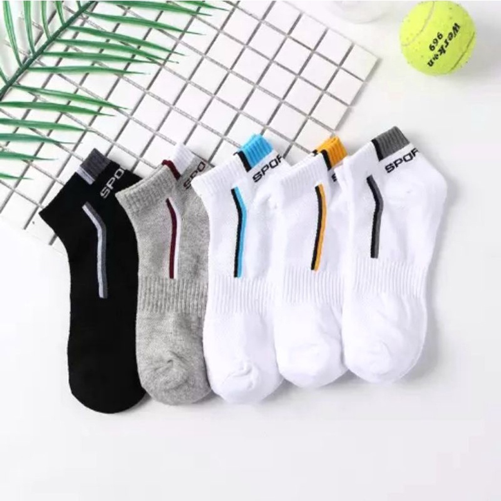 ✧YUKSHOPING✧ R103 Kaos Kaki Polos 6 Garis Unisex Fashion Wanita/Pria Kaos Kaki Import Murah Jakarta-5
