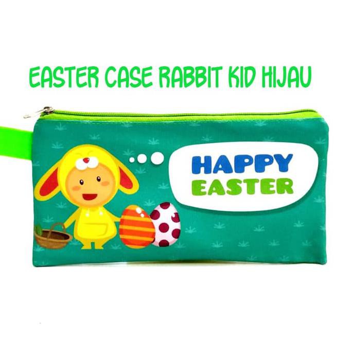 promo Easter Case RABBIT KID HIJAU Souvenir Dompet Pouch Paskah Passover Day
